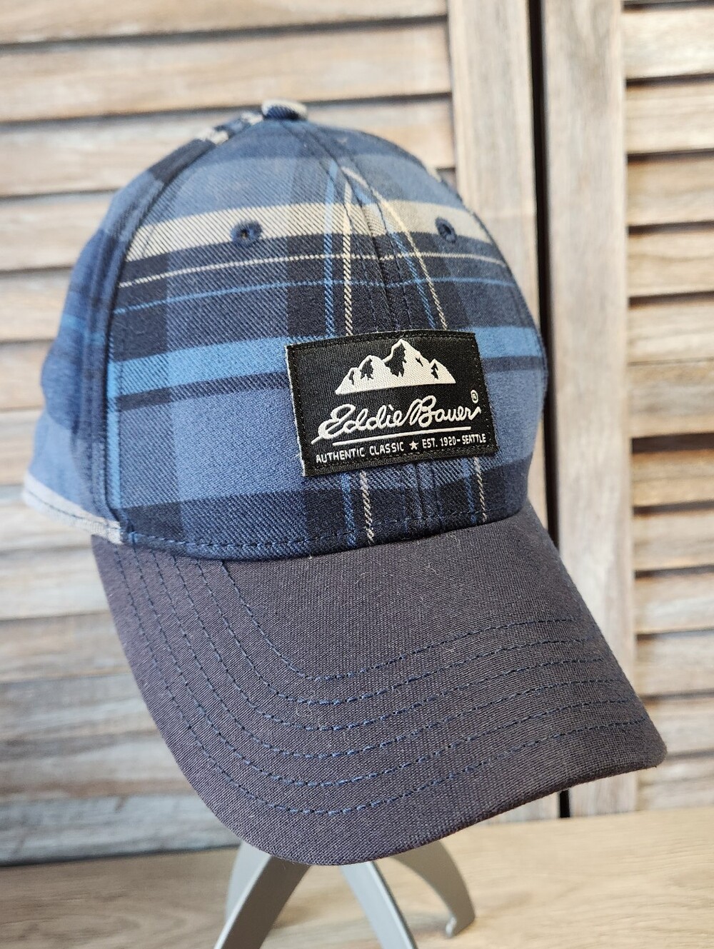 Eddie Bauer Unisex Plaid Blue Flannel Cap Adjustable One Size
